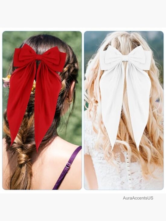 25 Satin Hair Bows with Metal Clips for Ponytails, Weddings & Daily Wear main image 4